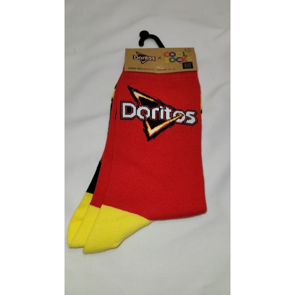 Doritos Nacho Cheese Cool Socks by Odd Sox Red Novelty Food Gag Gift